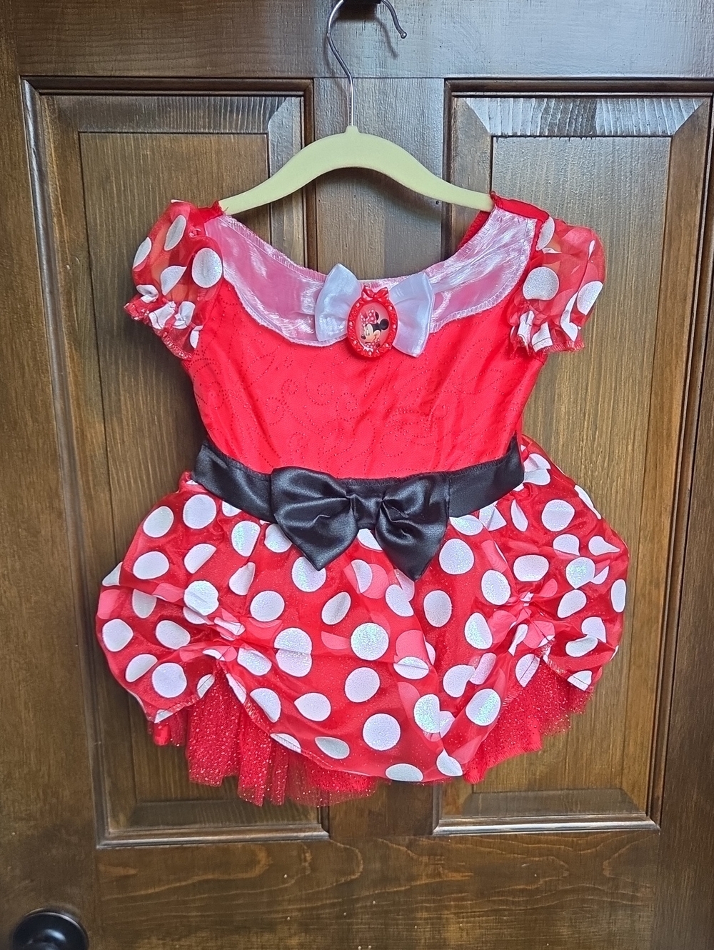 Disney Minnie Mouse 2T Costume Dress with Black Bow Red & White Polka Dot